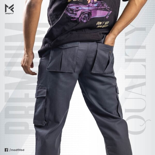 Grey 6 Pocket Baggy Cargo Twill